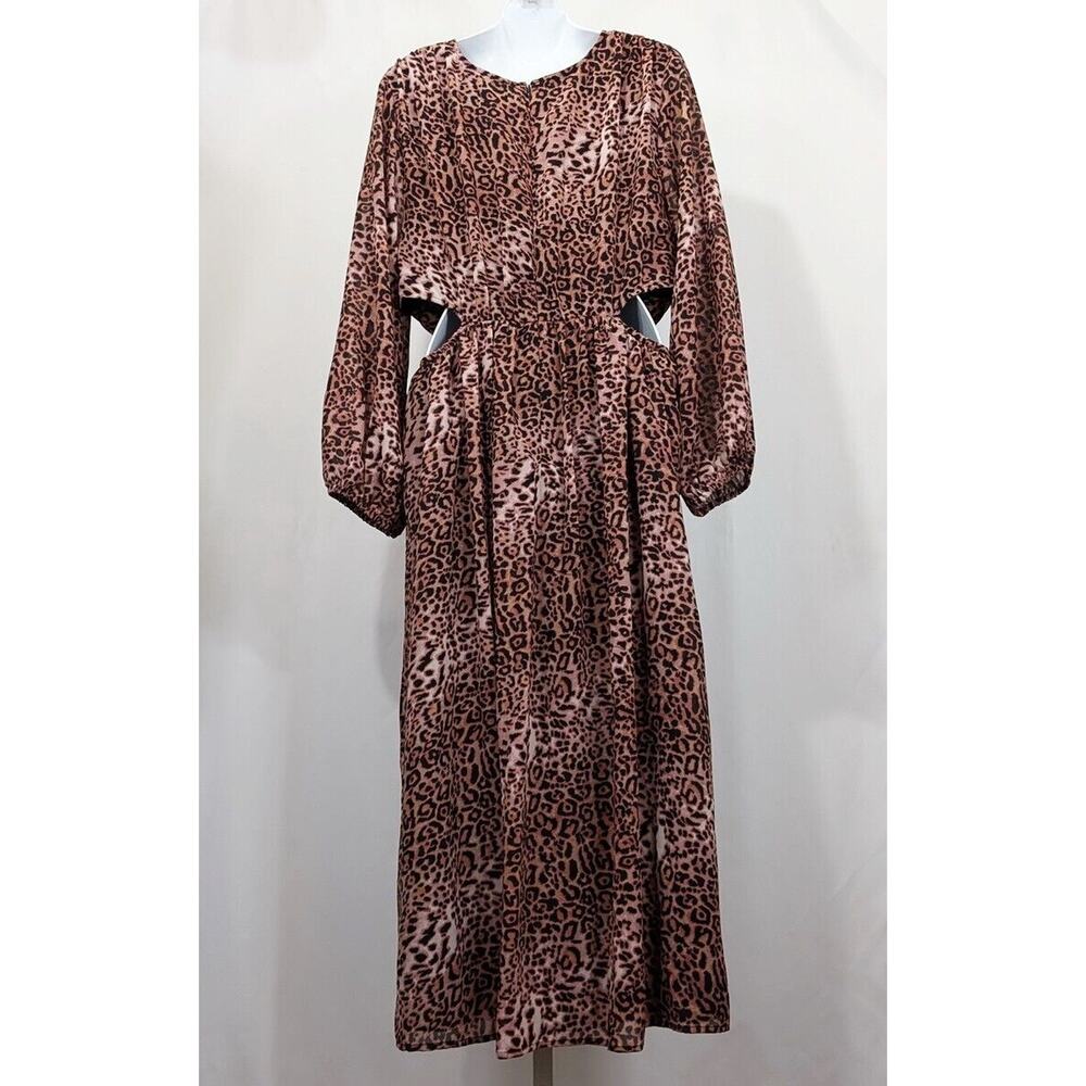 Anthropologie Ranna Gill Dress Animal Leopard Print Cut Out Women's Size XL - Picture 6 of 9